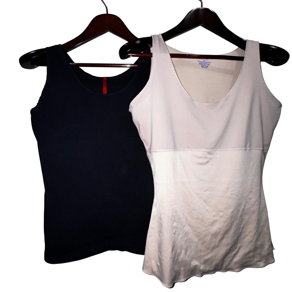 Spanx Asset & Shapewear Camisole 1X Black Beige EUC Tummy Control Slimming